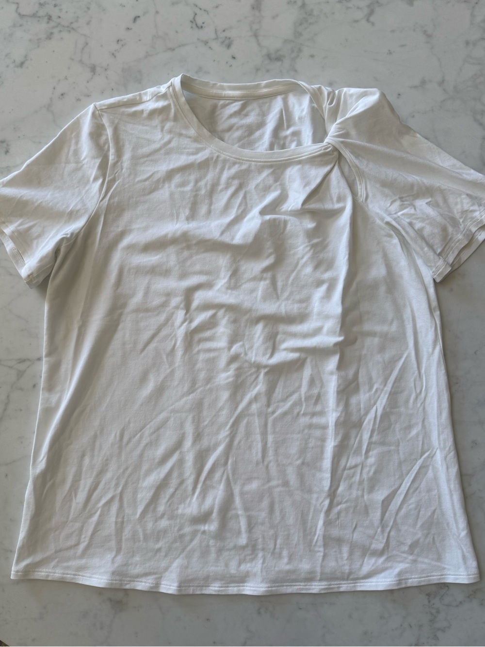 Lululemon Twist Neck Tee White Cutout Short Sleeve Estimated Large